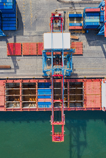 Crates loaded in a container