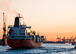 Cargo ship at sea